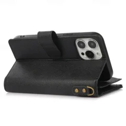 Phone Case For iPhone 14 Pro Max Plus 13 12 11 Pro Max Flip Cover with Stand Holder with Wrist Strap Card Slot Retro TPU PU Leather