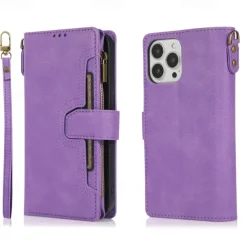 Phone Case For iPhone 14 Pro Max Plus 13 12 11 Pro Max Flip Cover with Stand Holder with Wrist Strap Card Slot Retro TPU PU Leather