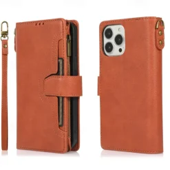 Phone Case For iPhone 14 Pro Max Plus 13 12 11 Pro Max Flip Cover with Stand Holder with Wrist Strap Card Slot Retro TPU PU Leather