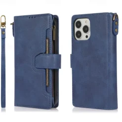 Phone Case For iPhone 14 Pro Max Plus 13 12 11 Pro Max Flip Cover with Stand Holder with Wrist Strap Card Slot Retro TPU PU Leather