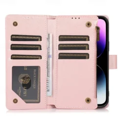 Phone Case For iPhone 14 Pro Max Plus 13 12 11 Pro Max Flip Cover with Stand Holder with Wrist Strap Card Slot Retro TPU PU Leather