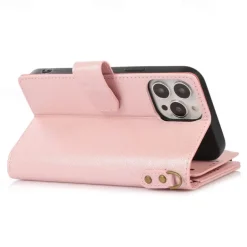 Phone Case For iPhone 14 Pro Max Plus 13 12 11 Pro Max Flip Cover with Stand Holder with Wrist Strap Card Slot Retro TPU PU Leather