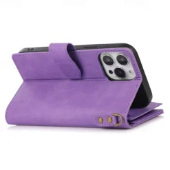 Phone Case For iPhone 14 Pro Max Plus 13 12 11 Pro Max Flip Cover with Stand Holder with Wrist Strap Card Slot Retro TPU PU Leather