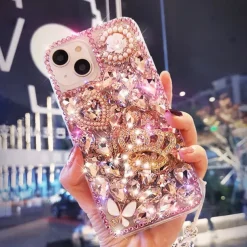 Phone Case For iPhone 17 Pro Max 17 Air 16 15 14 Pro Max Plus 13 12 11 Pro Max Mini Back Cover Bling Glitter Shiny Rhinestone Silica Gel Silicone