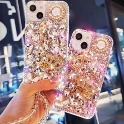 Phone Case For iPhone 17 Pro Max 17 Air 16 15 14 Pro Max Plus 13 12 11 Pro Max Mini Back Cover Bling Glitter Shiny Rhinestone Silica Gel Silicone