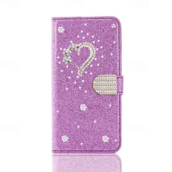 Phone Case For iPhone 17 Pro Max 17 Air 16 15 14 Pro Max Plus 16e 13 12 11 Pro Max Mini Wallet Case Flip Cover with Stand Holder Bling Glitter Shiny Rhinestone PU Leather
