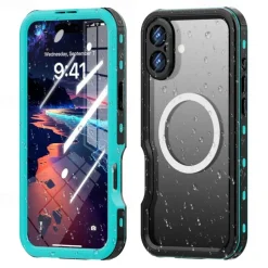 Phone Case For iPhone 16 Pro Max Plus Back Cover Magnetic Support Wireless Charging with Wrist Strap Retro TPU PC