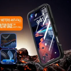 Phone Case For iPhone 16 Pro Max Plus Back Cover Magnetic Support Wireless Charging with Wrist Strap Retro TPU PC