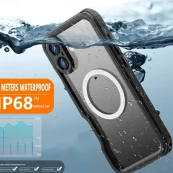 Phone Case For iPhone 16 Pro Max Plus Back Cover Magnetic Support Wireless Charging with Wrist Strap Retro TPU PC