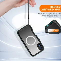 Phone Case For iPhone 16 Pro Max Plus Back Cover Magnetic Support Wireless Charging with Wrist Strap Retro TPU PC