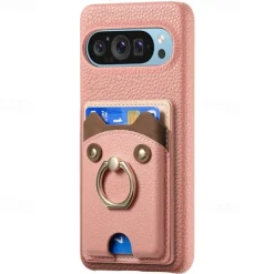 Phone Case For Pixel 9 Pro Pixel 9 Pro XL Pixel 8 Pro Pixel 8 Pixel 9 Pixel 7 Pixel 7 Pro Pixel 6 Pixel 6 Pro Back Cover Ring Holder Card Slot Shockproof Retro TPU PU Leather
