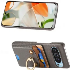Phone Case For Pixel 9 Pro Pixel 9 Pro XL Pixel 8 Pro Pixel 8 Pixel 9 Pixel 7 Pixel 7 Pro Pixel 6 Pixel 6 Pro Back Cover Ring Holder Card Slot Shockproof Retro TPU PU Leather