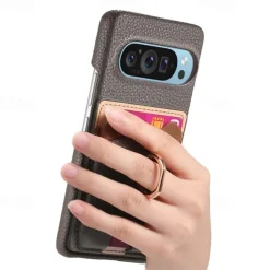 Phone Case For Pixel 9 Pro Pixel 9 Pro XL Pixel 8 Pro Pixel 8 Pixel 9 Pixel 7 Pixel 7 Pro Pixel 6 Pixel 6 Pro Back Cover Ring Holder Card Slot Shockproof Retro TPU PU Leather