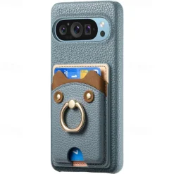 Phone Case For Pixel 9 Pro Pixel 9 Pro XL Pixel 8 Pro Pixel 8 Pixel 9 Pixel 7 Pixel 7 Pro Pixel 6 Pixel 6 Pro Back Cover Ring Holder Card Slot Shockproof Retro TPU PU Leather