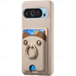 Phone Case For Pixel 9 Pro Pixel 9 Pro XL Pixel 8 Pro Pixel 8 Pixel 9 Pixel 7 Pixel 7 Pro Pixel 6 Pixel 6 Pro Back Cover Ring Holder Card Slot Shockproof Retro TPU PU Leather