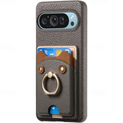 Phone Case For Pixel 9 Pro Pixel 9 Pro XL Pixel 8 Pro Pixel 8 Pixel 9 Pixel 7 Pixel 7 Pro Pixel 6 Pixel 6 Pro Back Cover Ring Holder Card Slot Shockproof Retro TPU PU Leather