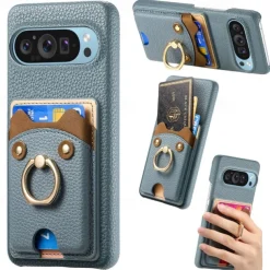 Phone Case For Pixel 9 Pro Pixel 9 Pro XL Pixel 8 Pro Pixel 8 Pixel 9 Pixel 7 Pixel 7 Pro Pixel 6 Pixel 6 Pro Back Cover Ring Holder Card Slot Shockproof Retro TPU PU Leather