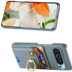 Phone Case For Pixel 9 Pro Pixel 9 Pro XL Pixel 8 Pro Pixel 8 Pixel 9 Pixel 7 Pixel 7 Pro Pixel 6 Pixel 6 Pro Back Cover Ring Holder Card Slot Shockproof Retro TPU PU Leather