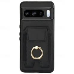 Phone Case For Pixel 9 Pro Pixel 9 Pro XL Pixel 8 Pro Pixel 8 Pixel 9 Back Cover Ring Holder Card Slot Shockproof Retro TPU PU Leather