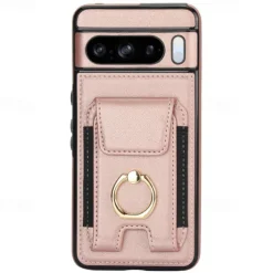 Phone Case For Pixel 9 Pro Pixel 9 Pro XL Pixel 8 Pro Pixel 8 Pixel 9 Back Cover Ring Holder Card Slot Shockproof Retro TPU PU Leather