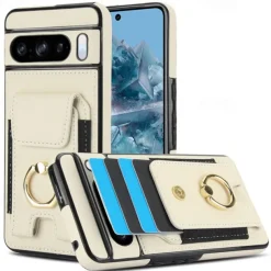 Phone Case For Pixel 9 Pro Pixel 9 Pro XL Pixel 8 Pro Pixel 8 Pixel 9 Back Cover Ring Holder Card Slot Shockproof Retro TPU PU Leather