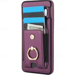 Phone Case For Pixel 9 Pro Pixel 9 Pro XL Pixel 8 Pro Pixel 8 Pixel 9 Back Cover Ring Holder Card Slot Shockproof Retro TPU PU Leather