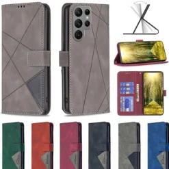 Phone Case For S25 S24 S24 FE S23 S22 S21 Ultra Plus A55 5G A35 5G A25 A15 Wallet Case with Stand Holder Card Slot Shockproof Retro TPU PU Leather