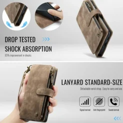 Phone Case For S25 S24 S24 FE S23 S22 S21 Ultra Plus A55 5G A35 5G A25 A15 Wallet Case with Stand Holder Magnetic Zipper Retro TPU PU Leather