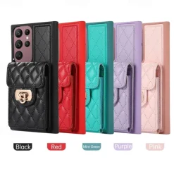 Phone Case For S25 S24 S23 S22 S21 FE S21 Ultra Plus A14 A34 A54 A53 Back Cover with Stand Holder with Lanyard Card Slot Retro TPU PU Leather