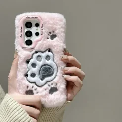 Phone Case For S24 S23 Ultra Plus A55 5G A35 5G A15 A14 A54 Back Cover with Stand Holder Shockproof Retro Plush