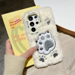 Phone Case For S24 S23 Ultra Plus A55 5G A35 5G A15 A14 A54 Back Cover with Stand Holder Shockproof Retro Plush