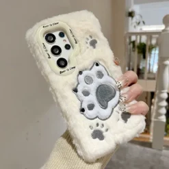 Phone Case For S24 S23 Ultra Plus A55 5G A35 5G A15 A14 A54 Back Cover with Stand Holder Shockproof Retro Plush