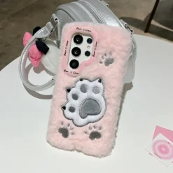 Phone Case For S24 S23 Ultra Plus A55 5G A35 5G A15 A14 A54 Back Cover with Stand Holder Shockproof Retro Plush