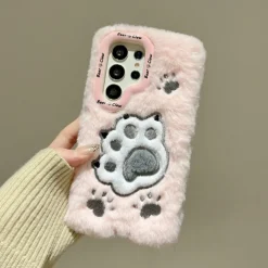 Phone Case For S24 S23 Ultra Plus A55 5G A35 5G A15 A14 A54 Back Cover with Stand Holder Shockproof Retro Plush