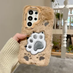 Phone Case For S24 S23 Ultra Plus A55 5G A35 5G A15 A14 A54 Back Cover with Stand Holder Shockproof Retro Plush