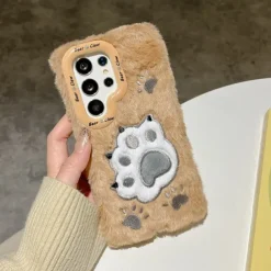 Phone Case For S24 S23 Ultra Plus A55 5G A35 5G A15 A14 A54 Back Cover with Stand Holder Shockproof Retro Plush