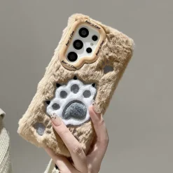 Phone Case For S24 S23 Ultra Plus A55 5G A35 5G A15 A14 A54 Back Cover with Stand Holder Shockproof Retro Plush