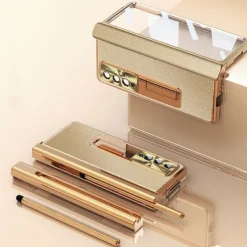 Phone Case For Samsung Galaxy Z Fold 6 Z Fold 5 Z Fold 4 Z Fold 3 Leather Bumper Frame Flip Pencil Holder Solid Colored PC PU Leather