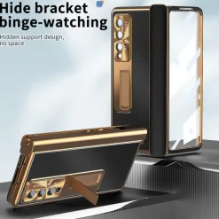 Phone Case For Samsung Galaxy Z Fold 6 Z Fold 5 Z Fold 4 Z Fold 3 Leather Bumper Frame Flip Pencil Holder Solid Colored PC PU Leather