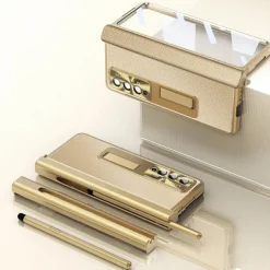 Phone Case For Samsung Galaxy Z Fold 6 Z Fold 5 Z Fold 4 Z Fold 3 Leather Bumper Frame Flip Pencil Holder Solid Colored PC PU Leather