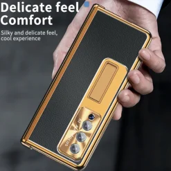 Phone Case For Samsung Galaxy Z Fold 6 Z Fold 5 Z Fold 4 Z Fold 3 Leather Bumper Frame Flip Pencil Holder Solid Colored PC PU Leather