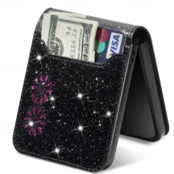 Phone Case For Samsung Galaxy Z Flip 7 Z Flip 6 Z Flip 5 Z Flip 4 Z Flip 3 Flip Cover Bling Glitter Shiny Card Slot Shockproof Retro sky PC PU Leather