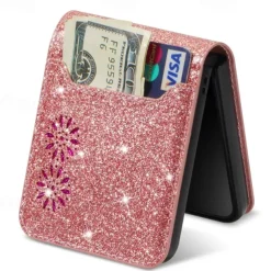 Phone Case For Samsung Galaxy Z Flip 7 Z Flip 6 Z Flip 5 Z Flip 4 Z Flip 3 Flip Cover Bling Glitter Shiny Card Slot Shockproof Retro sky PC PU Leather