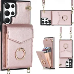 Phone Case For Samsung Galaxy S25 S24 S23 S22 S21 FE S21 Ultra Plus A14 A54 A73 A33 Handbag Purse Wallet Case Ring Holder Anti-theft with Removable Cross Body Strap TPU PU Leather