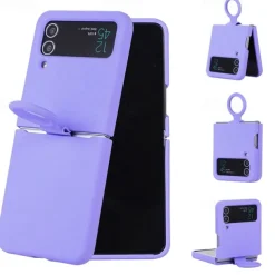 Phone Case For Samsung Galaxy Z Flip 6 Z Flip 5 Z Flip 4 Z Flip 3 Flip Flip Case with Ring Solid Colored Silicone