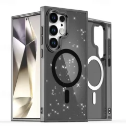 Phone Case For Samsung Galaxy S25 S24 S24 FE S23 Ultra Plus A55 5G A35 5G A25 Back Cover Magnetic Bling Glitter Shiny Shockproof Retro PC Silicone