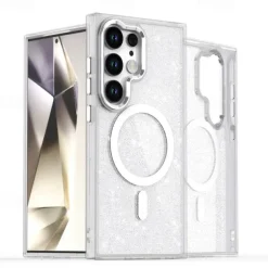 Phone Case For Samsung Galaxy S25 S24 S24 FE S23 Ultra Plus A55 5G A35 5G A25 Back Cover Magnetic Bling Glitter Shiny Shockproof Retro PC Silicone