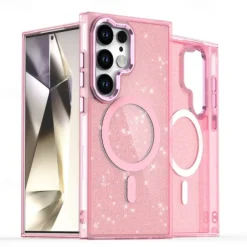 Phone Case For Samsung Galaxy S25 S24 S24 FE S23 Ultra Plus A55 5G A35 5G A25 Back Cover Magnetic Bling Glitter Shiny Shockproof Retro PC Silicone
