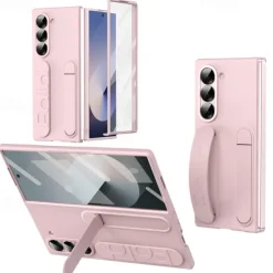 Phone Case For Samsung Galaxy Z Fold 7 Z Fold 6 Z Fold 5 Z Fold 4 Back Cover with Stand Holder with Screen Protector Full Body Protective Retro PC Silicone