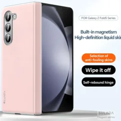 Phone Case For Samsung Galaxy Z Fold 5 Z Fold 4 Back Cover Magnetic Adsorption Support Wireless Charging Shockproof Retro PC PU Leather